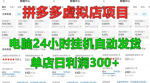 拼多多虚拟店项目，电脑挂机自动发货