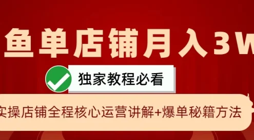 闲鱼单店铺月入3W+实操展示,爆单核心秘籍,一学就会