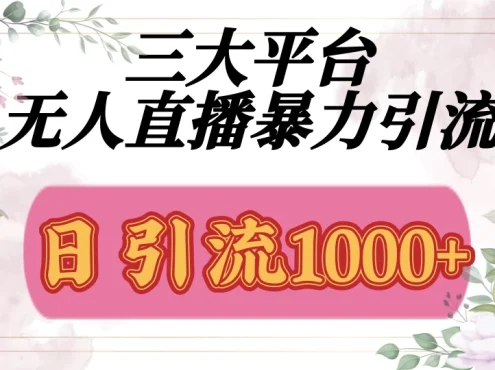 三大平台无人直播引流,吸引精准创业粉,保姆级教学