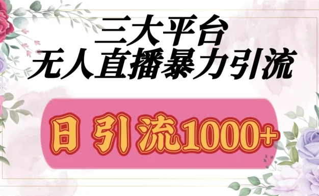 三大平台无人直播引流法,日引流1000+