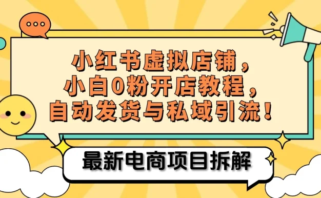 小红书电商,小白虚拟类目店铺教程,被动收益+私域引流
