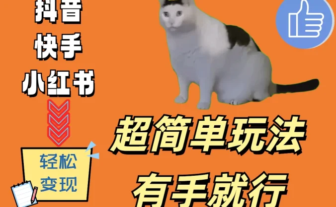 超简单玩法，有手就行，靠猫咪视频日入500+