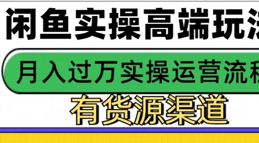 闲鱼无货源电商高端玩法，操作简单，月入3W+