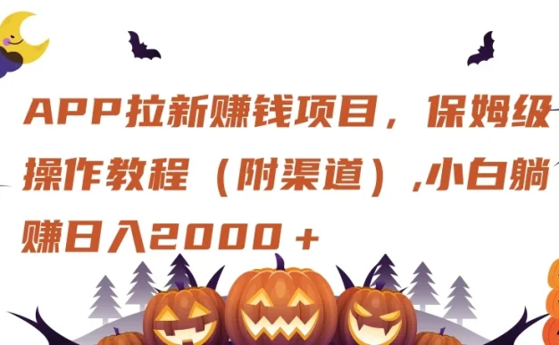 APP拉新赚钱项目,保姆级操作教程(附渠道),小白躺赚日入2000+