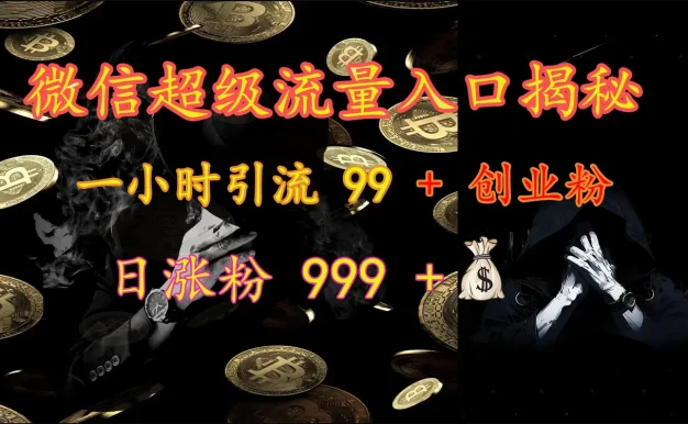 微信超级流量入口揭秘:一小时引流 99 + 创业粉,日涨粉 999 +