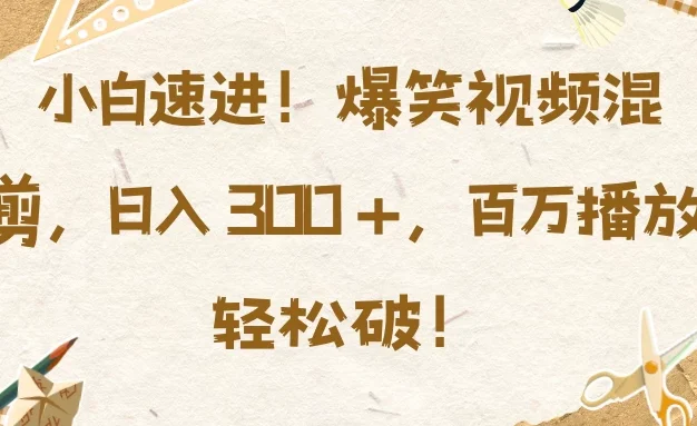 小白速进!爆笑视频混剪,日入 300 +,百万播放轻松破!