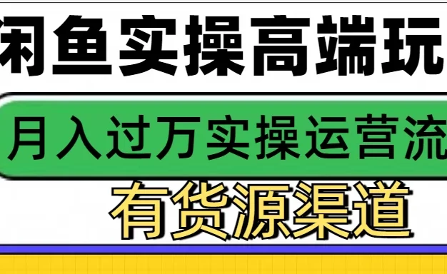闲鱼无货源电商高端玩法,操作简单,月入3W+