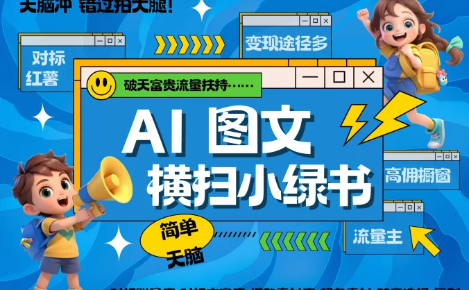 AI搞定小绿书长尾管道收益，破天流量富贵你还没接？ 简单复制黏贴图文赛道