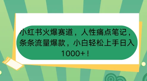 小红书火爆赛道,人性痛点笔记,条条流量爆款,小白轻松上手日入1000+!