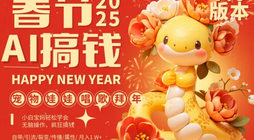 AI春节搞钱7.0升级版,蝴蝶号超火爆萌宠唱歌拜年,AI一键批量制作,春节做轻松躺赚,抓紧冲!