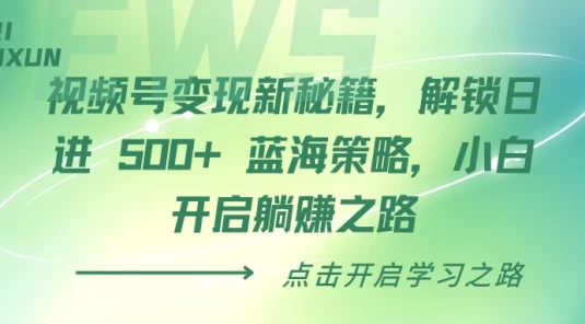 视频号变现新秘籍，解锁日进 500+ 蓝海策略，小白开启躺赚之路