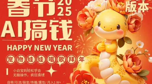 AI春节搞钱7.0升级版，蝴蝶号超火爆萌宠唱歌拜年，AI一键批量制作，春节做轻松躺赚，抓紧冲！