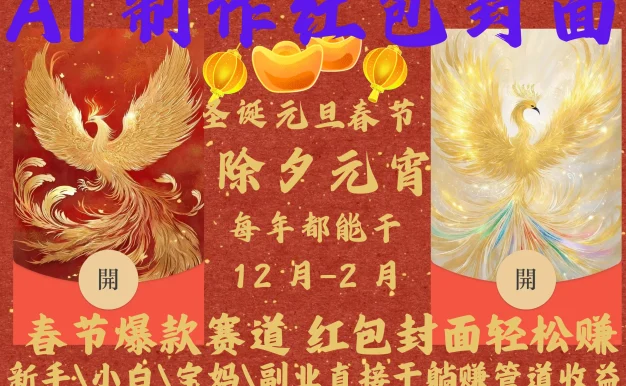 AI红包终于来了，你春节放假，红包封面还在帮你赚米！内含11种公域引流裂变+私域裂变实操，一个假期轻松3W 抓紧冲！