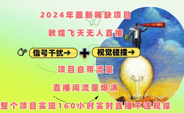 2024年最新稀缺项目敦煌飞天无人直播,内搭信号干扰+视觉碰撞防飞技术 ,流量爆满