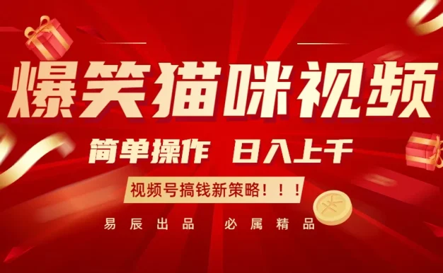 爆笑猫咪视频:简单操作,日入过千,视频号搞钱新策略!