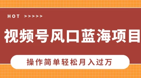 视频号风口蓝海项目,中老年人的流量密码,操作简单轻松月入过万