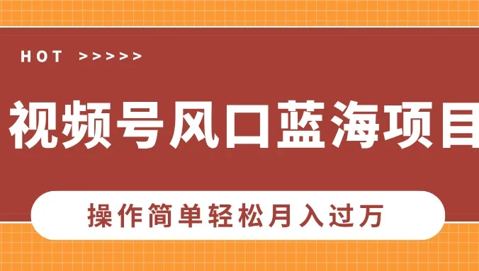 视频号风口蓝海项目，中老年人的流量密码，操作简单轻松月入过万