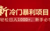 全网首发，每天一小时，轻松到手1000，冷门赚钱项目！