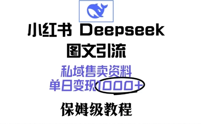 小红书 Deepseek 图文引流，私域售卖资料，单日变现1000+，保姆级教程