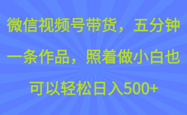 微信视频号带货,五分钟一条作品,照着做小白也可以轻松日入500+