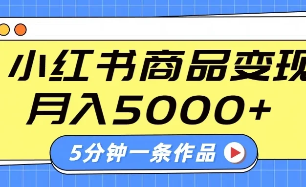 小红书字幕作品玩法，商单变现月入5000+，5分钟一条作品