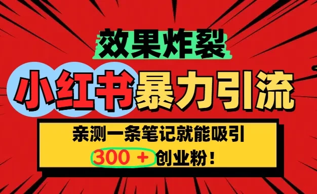 小红书炸裂玩法,一条笔记就能吸引300+精准创业粉