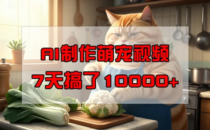 靠AI制作萌宠视频，7天搞了1万+，操作简单门槛低，有手机就行