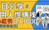 小红书日赚1000+？揭秘人性洞察力，小白3分钟上手！点赞爆棚！