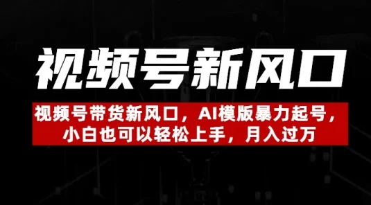 视频号带货新风口，AI模版暴力起号，小白也可以轻松上手，月入过万