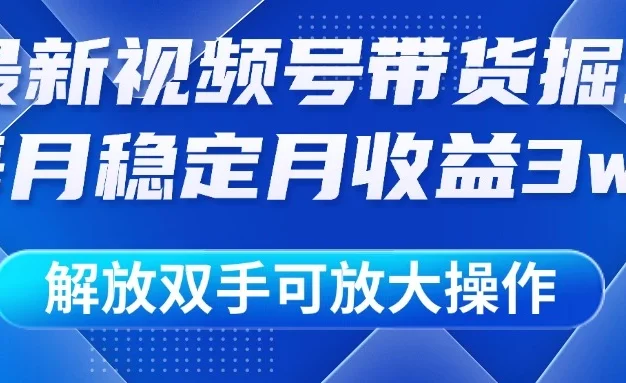 最新视频号带货掘金项目,每月稳定月收益3w+,解放双手,可放大操作