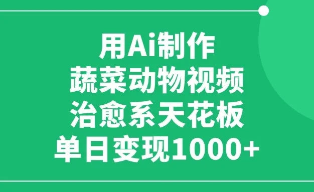 用Ai制作蔬菜动物视频,治愈系天花板,单日变现1000+