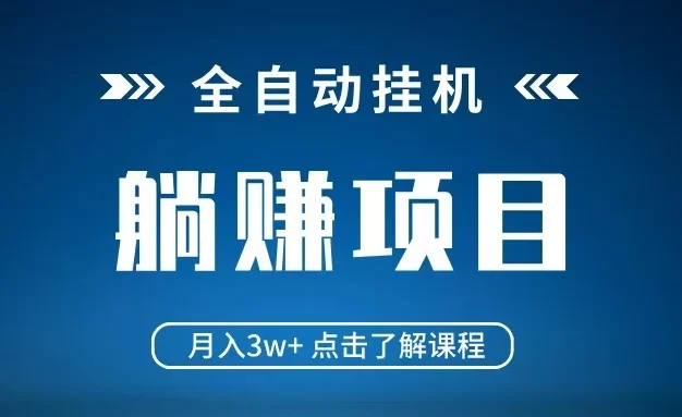 全自动挂机项目 月入3w+ 真正躺平项目 不吃电脑配置 当天见收益