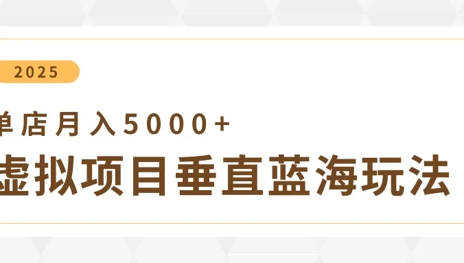 4月虚拟项目垂直玩法，冷门爆品+垂直蓝海，单店月入5000+