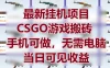 最新挂机项目，CSGO游戏搬砖，手机可做，无需电脑，当日见收益