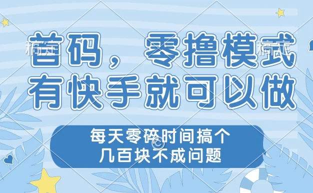 首码，零撸模式，有快手就可以做，每天零碎时间搞个几百块不成问题