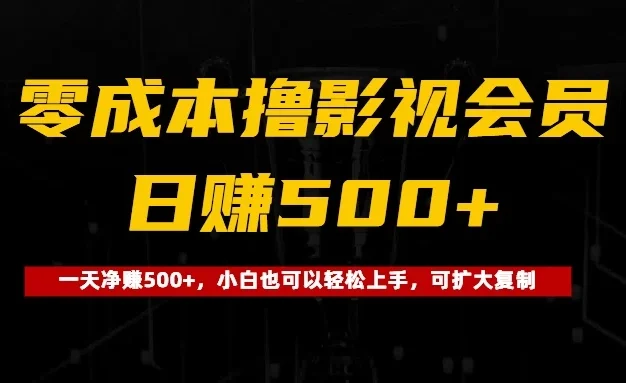 0成本撸影视会员,一天净赚500+,小白也可以轻松上手,可扩大复制