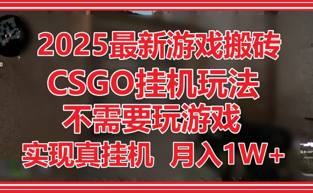 2025最新游戏搬砖,CSGO挂机,不需要玩游戏,实现真挂机,月入1W+