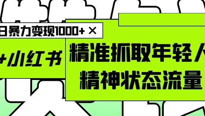 AI+小红书图文,精准抓取年轻人精神状态流量,单日暴力变现1000+