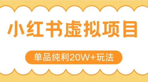 小红书卖虚拟产品，单品纯利20W+玩法分享（节系列课程）