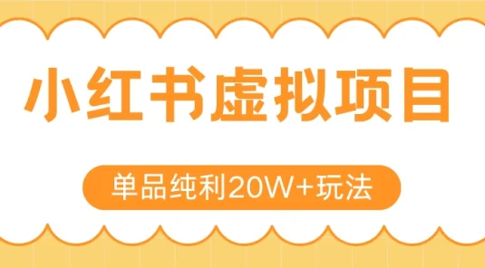 小红书卖虚拟产品，单品纯利20W+玩法分享（节系列课程）