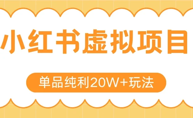 小红书卖虚拟产品，单品纯利20W+玩法分享（节系列课程）