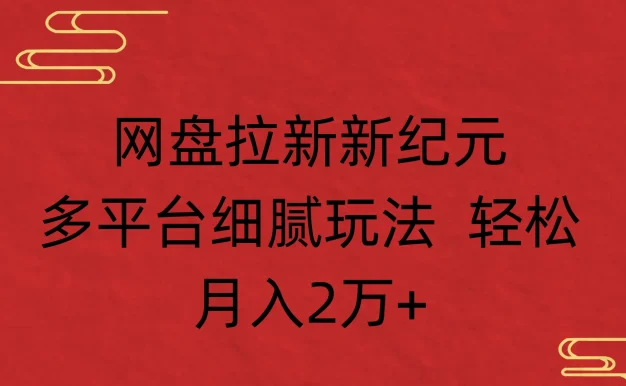 网盘拉新新纪元多平台细腻玩法 轻松月入2万+