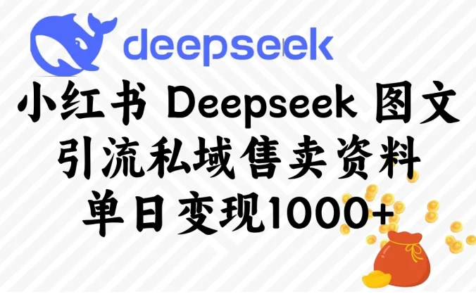 小红书 Deepseek 图文引流私域售卖资料,单日变现1000+