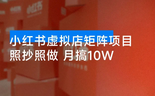 小红书虚拟店矩阵项目,月搞 10W,共 40 节,照抄照做