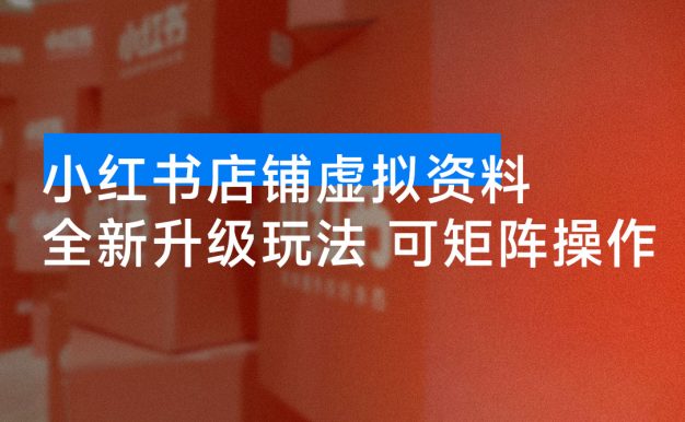 小红书店铺虚拟资料:全新升级玩法,可矩阵操作,单日稳定变现300+