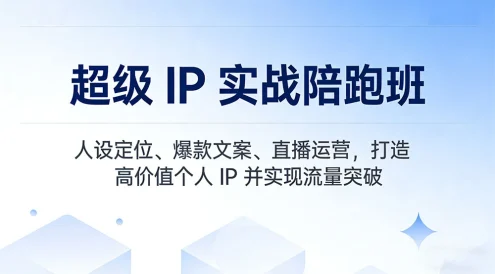 超级 IP 实战陪跑班，人设定位、爆款文案、直播运营，打造高价值个人 IP 并实现流量突破