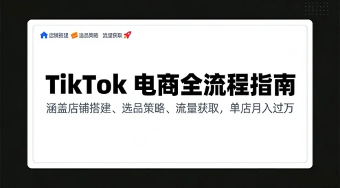 TikTok 电商全流程指南，涵盖店铺搭建、选品策略、流量获取，单店月入过万