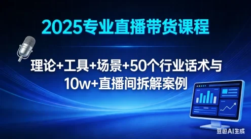 2025 专业直播带货课程：理论 + 工具 + 场景 + 50 个行业话术与 10w+ 直播间拆解案例