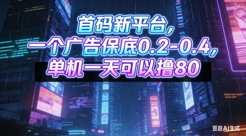首码新平台，一个广告保底 0.2-0.4，单机一天可以撸8