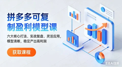 拼多多可复制盈利模型课：六大核心打法、实战复盘、灵活应用，模型清晰，稳定产出高利润